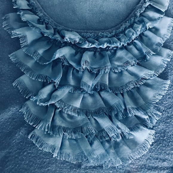 Aqua sleeveless ruffled top - Picture 3 of 5